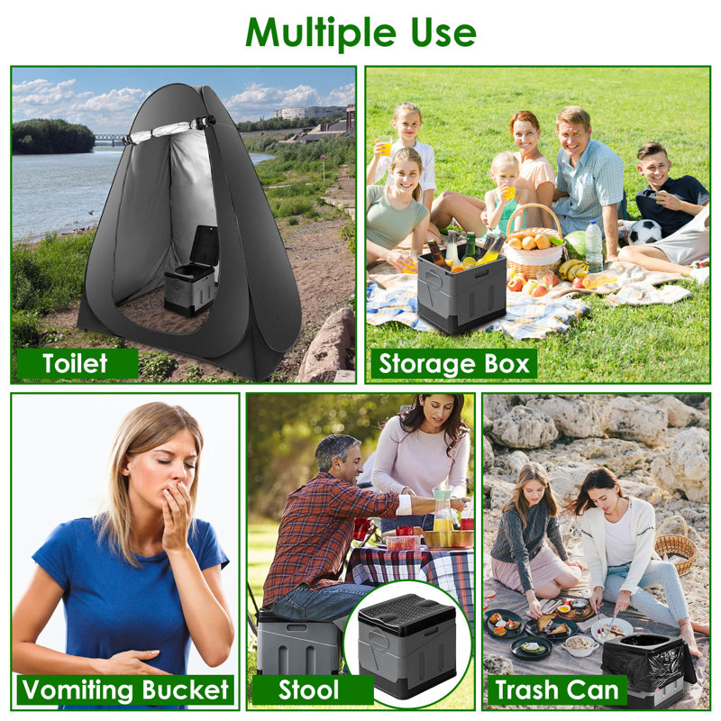 Portable Toilet With Carry Bag Foldable Emergency Toilet With Lid Trash Bags Camping Toilet Foldable Toilet For Car Indoor Outdoor Commode Travel Toilet Portable Toilet For Camping,Tent,Hiking,Boating