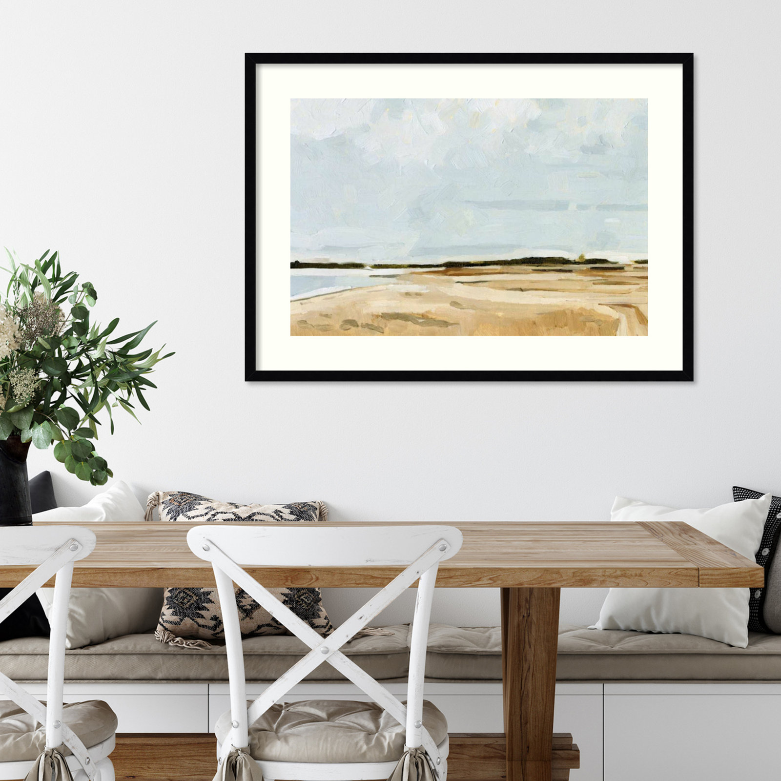 Quiet Coast I by Emma Caroline, 27" H x 37" W, Black Framed Paper