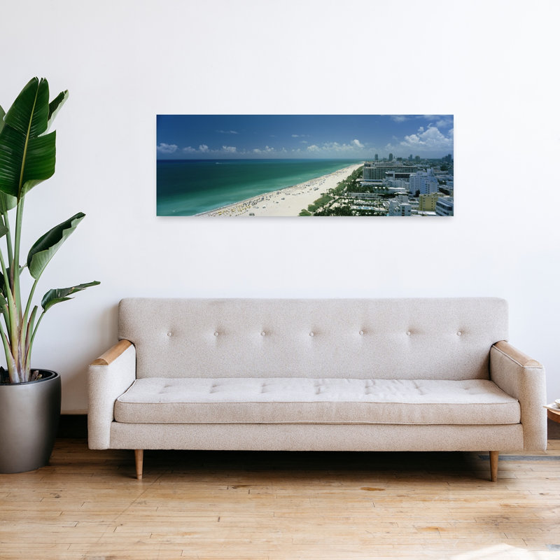 City At The Beachfront South Beach Miami Beach Florida USA by Hendrik Holler - Wrapped Canvas Panoramic Print