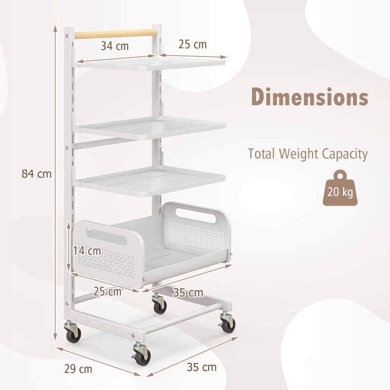 84cm H x 35cm W Utility Cart