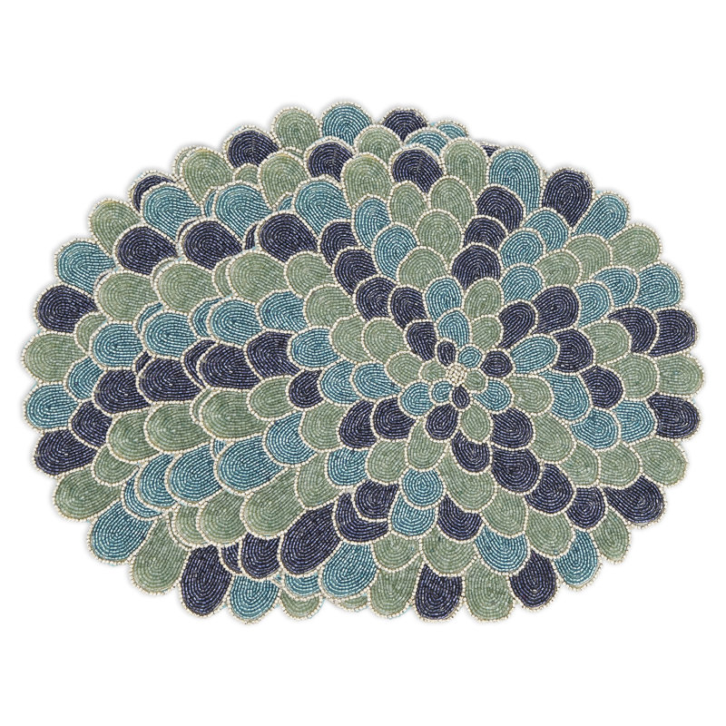 Peacock Design Polyester No Pattern Round Placemat