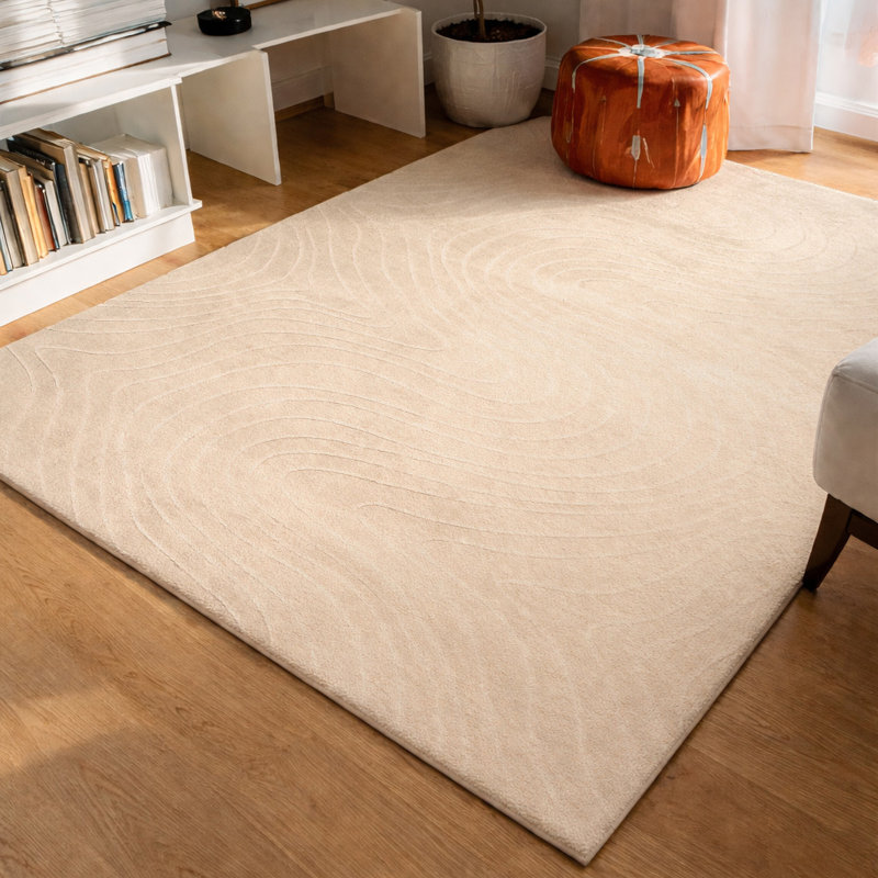 Tapis moderne lavable en machine Somos, Crème, Rectangle 10' x 14'