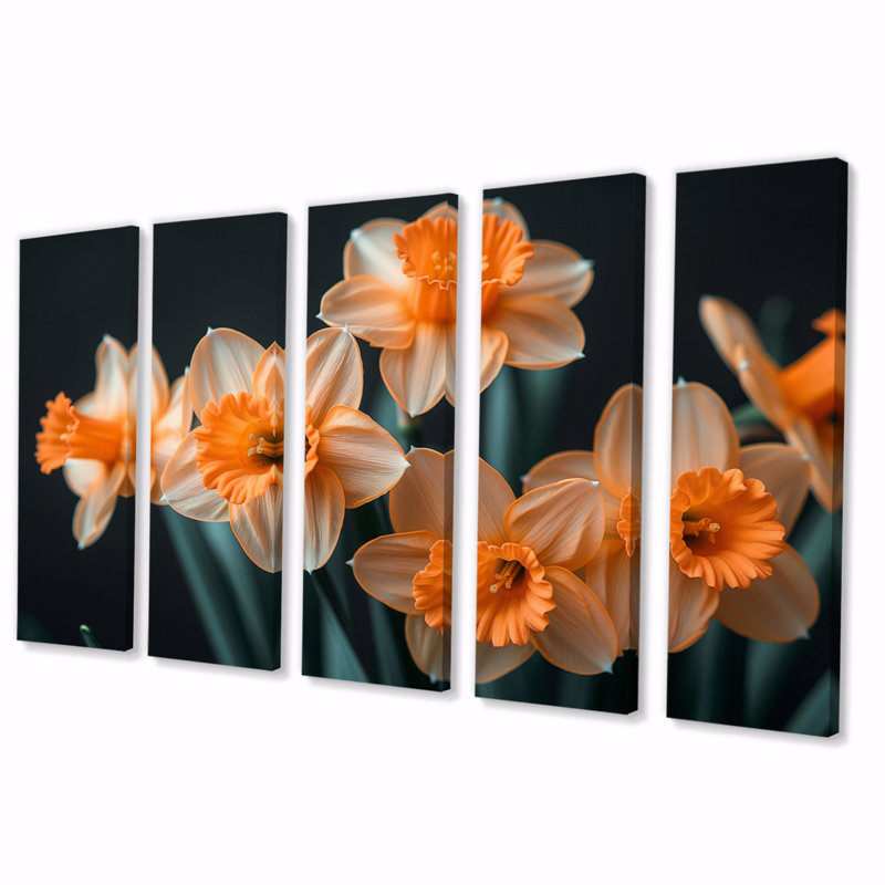 Gaige - Jonquilles, ensemble d'art sur toile, H 32 po x l 80 po