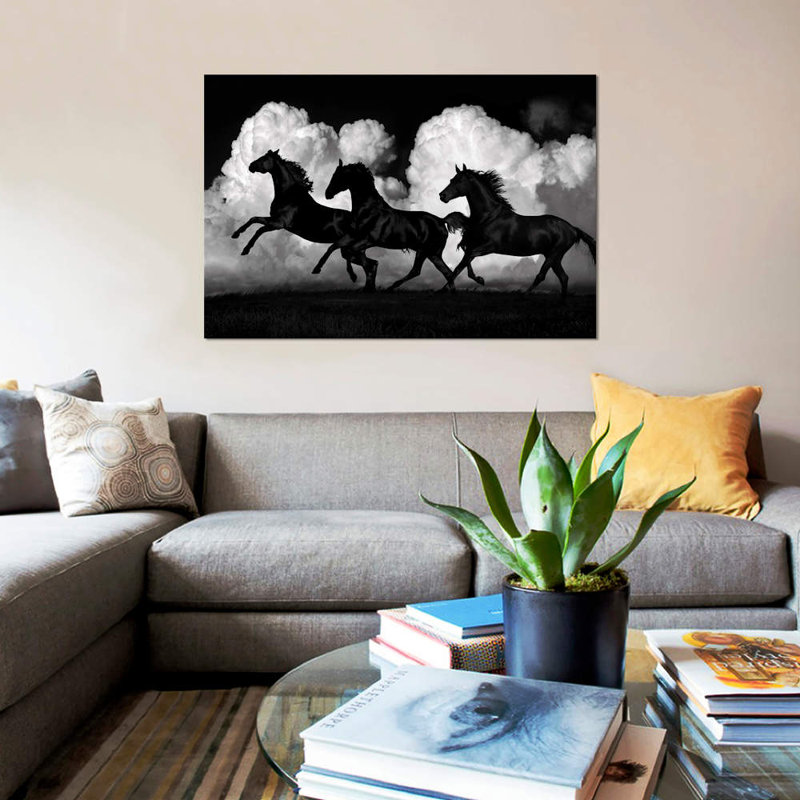 «Wild Horses», impression sur toile, H 18 po x l 26 po x P 1,5 po, Toile tendue, Pas de tapis
