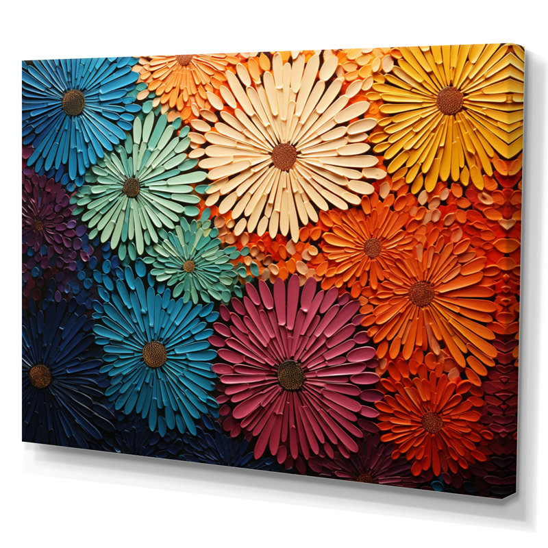 Mid Century Sunburst Serenade III - Art abstrait Mid-Century, Toile tendue, H 34 po x l 44 po, Sans cadre