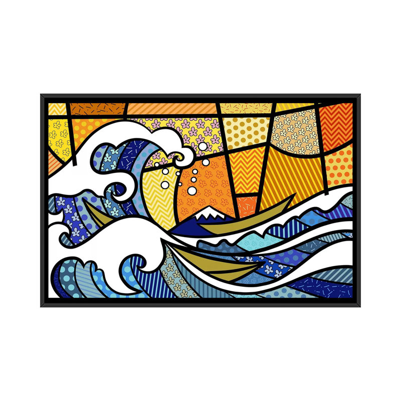 La grande vague de Kanagawa 2 (d'après Hokusai) - impression d'art graphique, H 40 po x l 60 po x 1,5 po, Pas de tapis