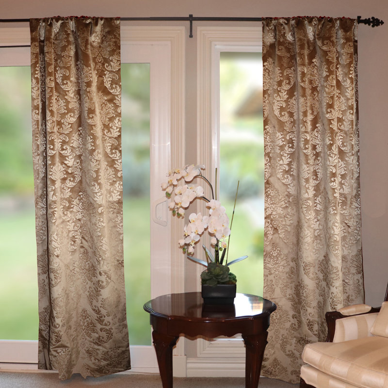 Rideau en velours, Beige, L 54 po x L 72 po