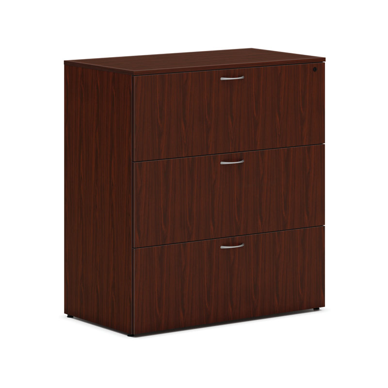 Mahogany 36" 3-Drawer Lockable Lateral File Cabinet