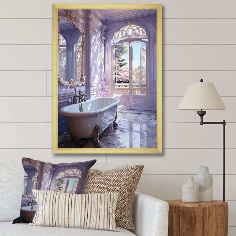 «Bathroom Pastel Serenity I», reproduction d'art sur toile, H 32 po x l 24 po x P 1 po, Encadrement doré