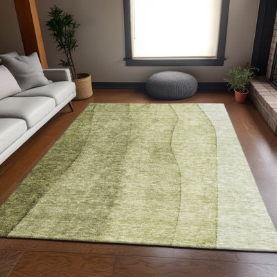 Premium Machine Washable Prisco Olive Rug