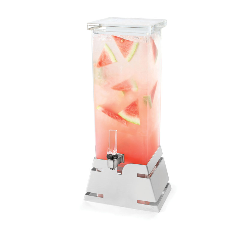 Carré 128 oz Distributeur de boissons, Acier inoxydable, H 23,5 po x l 7,5 po x P 10,5 po