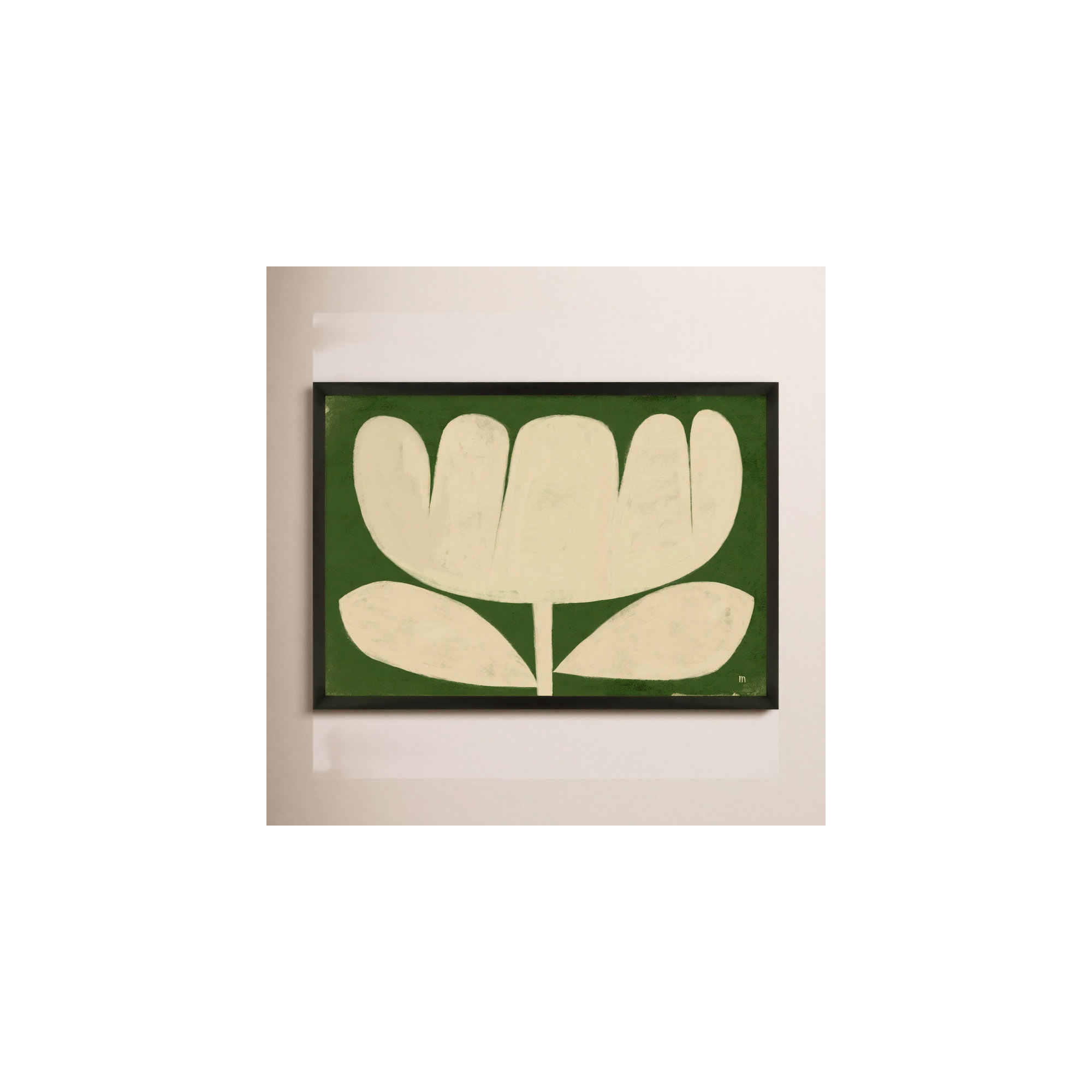 Flower On Green by StudioM, 26.5" H x 38" W x 1.25" D, Black