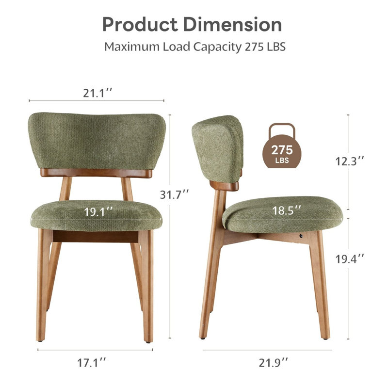 Devleta Velvet Dining Chairs, Tufted Mid-Century Modern Dinning Chairs w/Metal Legs for Kitchen Dining Room, Green
