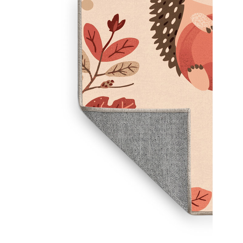 Machine Washable Karlov Thanksgiving Modern & Contemporary Abstract Rug in Beige – Beige Binding, 5x7