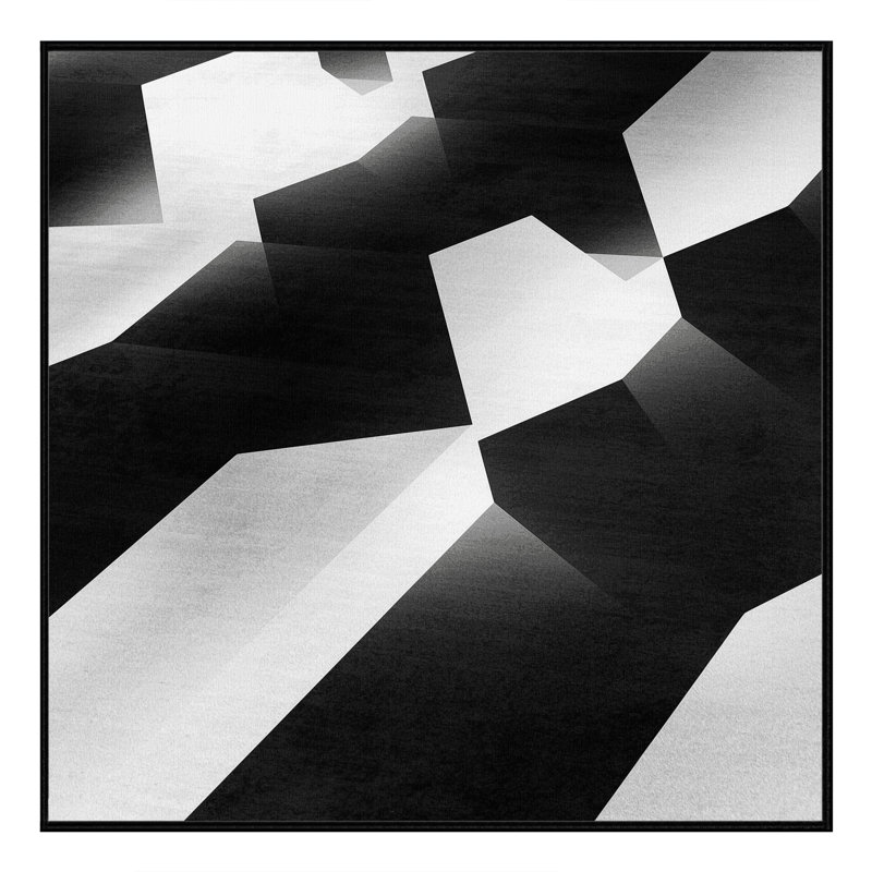 Machine Washable Patterns And Textures Modern & Contemporary Geometric Rug in Black – Black Binding, 8' Square