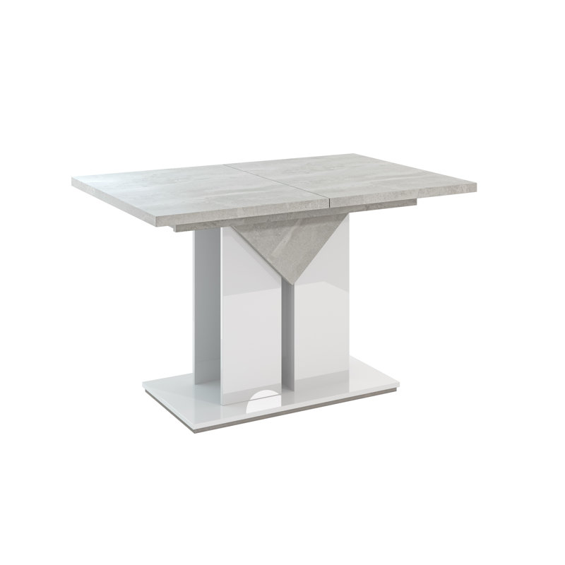 Trip Extendable Dining Table, Concrete Flow, White Gloss