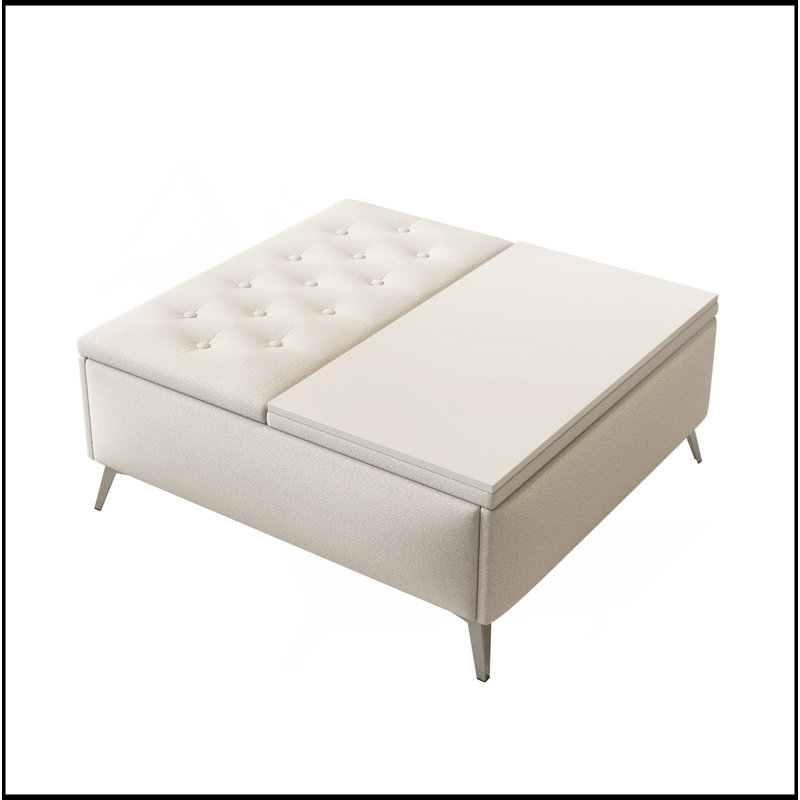 Table basse polyvalente avec repose-pieds relevable pour le rangement et la décoration du salon