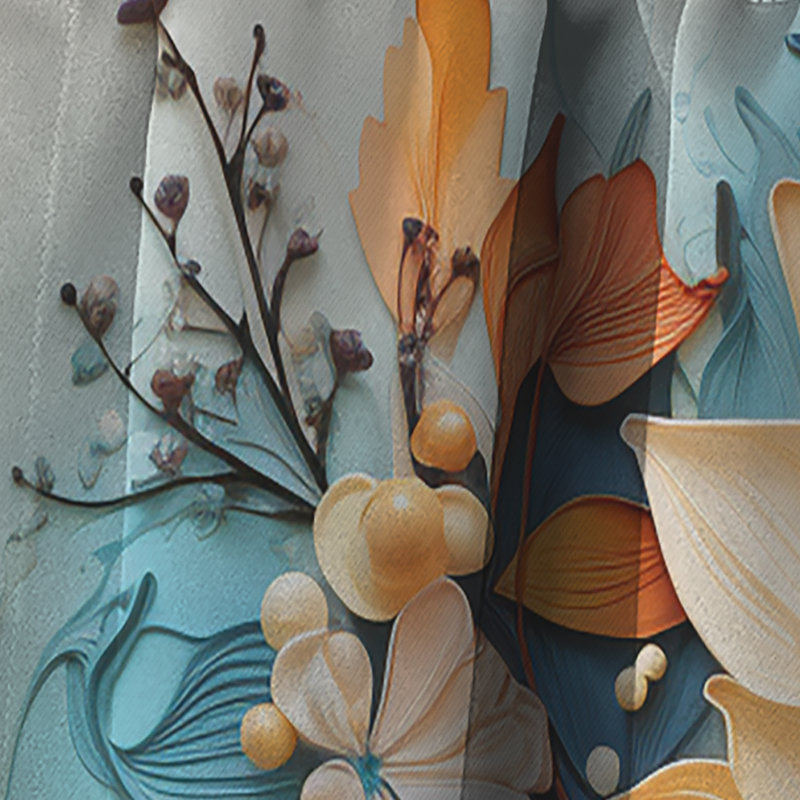 Tourbillon orange sarcelle Botanical Whirlwind I - rideau abstrait occultant Abstract Botanicals - 1 panneau