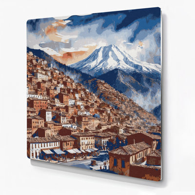 Cities La Paz Bolivia Purple Metal Wall Art