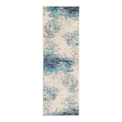 Abstract Beige/Blue Area Rug