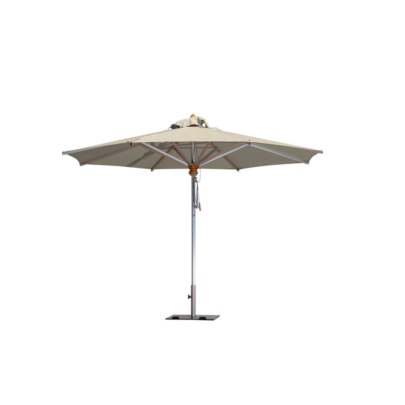Bravura 13.1' Round Market Umbrella, Square Metal w/ wheels+2.25" Stainless Steel Tube, 111.41" H x 157.48" W x 157.48" D
