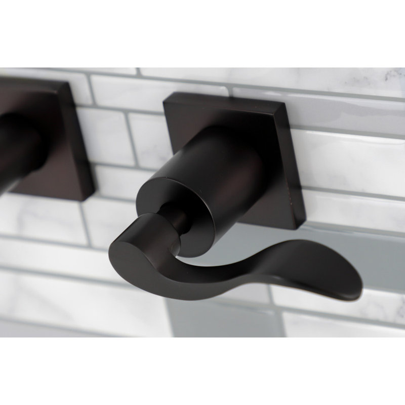 Kingston Brass Concord Two-Handle 3-Hole Wall Mount Bathroom Faucet, Polished Chrome, Lever Curly