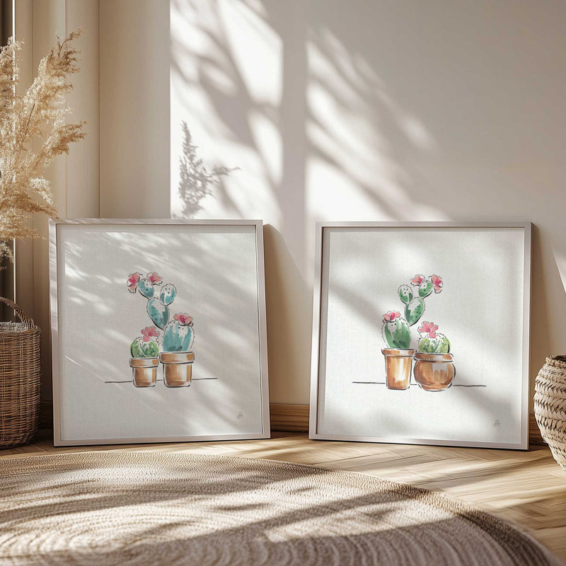 Prickly Pink Pals, ensemble de 2 impressions, 20 po x 20 po, Impression encadrée, Brun Belvinder
