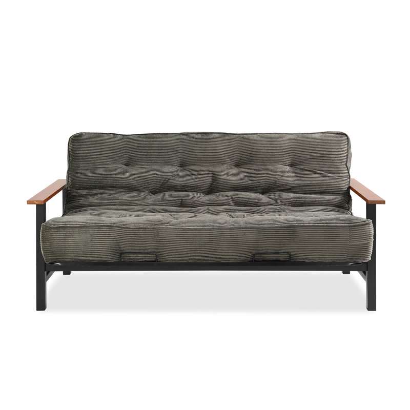 Futon et matelas Mcbroom, Velours côtelé couleur sauge