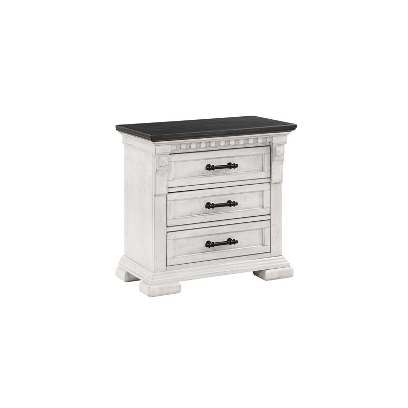 3 Nightstand In Antique White - Transitional Bedroom Furniture Piece Elegant Chest