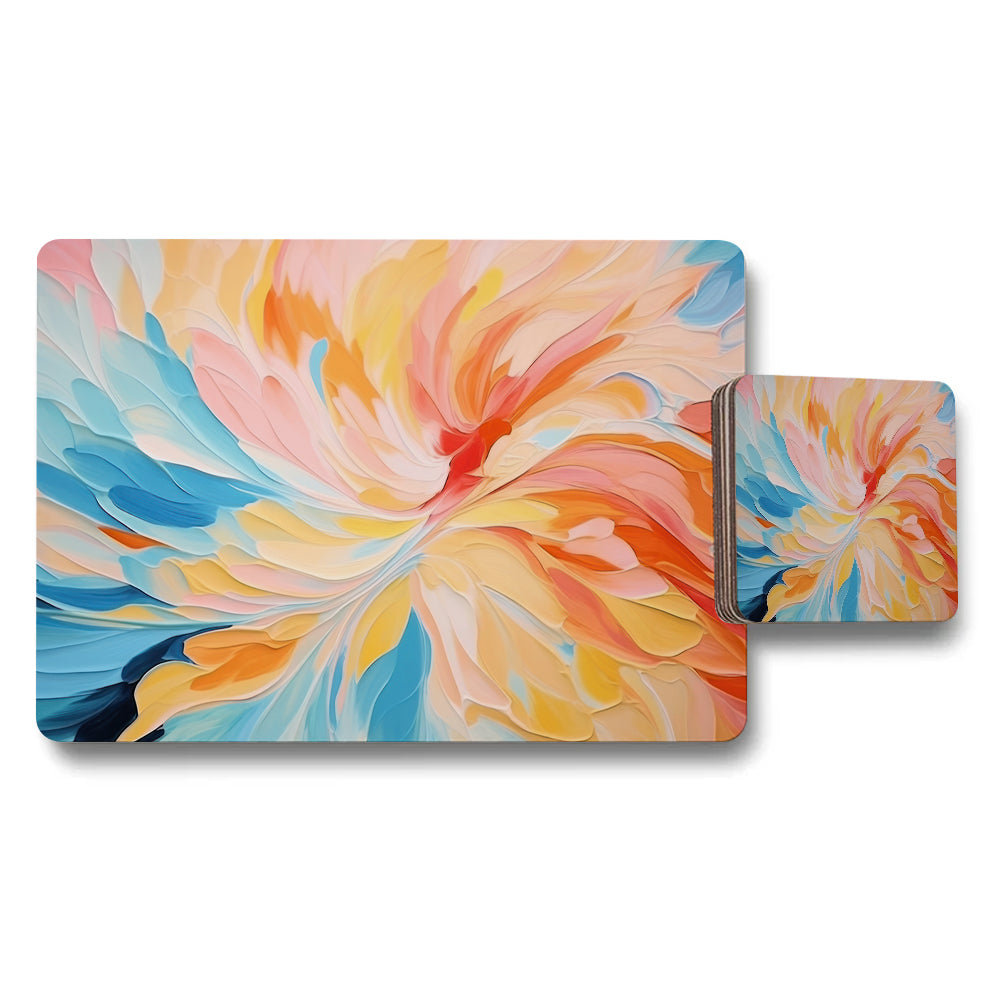 Abstract Swirl Placemats And Coaster Set Multicolor Art For Dining