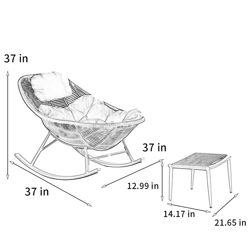 Chaise berçante moderne confortable et durable, Blanc cassé