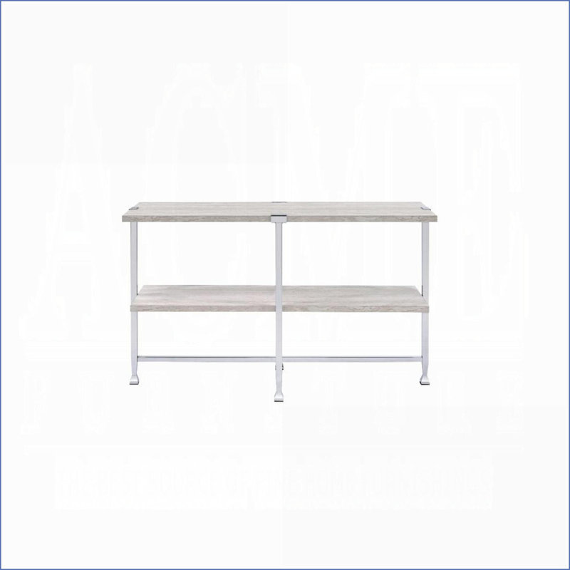 Table basse contemporaine en chêne blanc avec structure en métal chromé pour le salon, support en X stable et amp; Polyvalent