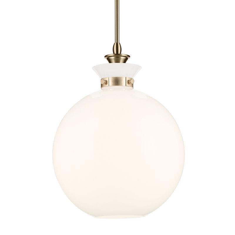 1 Light Pendant with Clear Glass, Bronze, Antique Cased Opal, 19.5" H x 15" W
