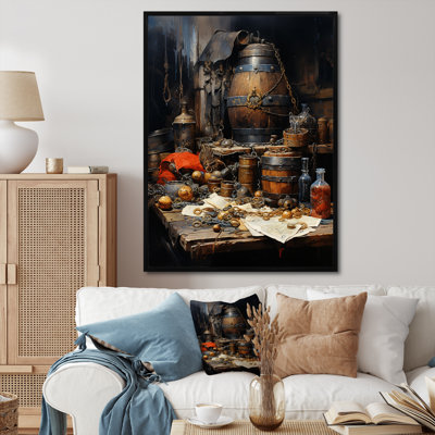 Rum Canvas Wall Art, Pirate Beverage Kitchen Decor Print - Pirate Rum And Booty
