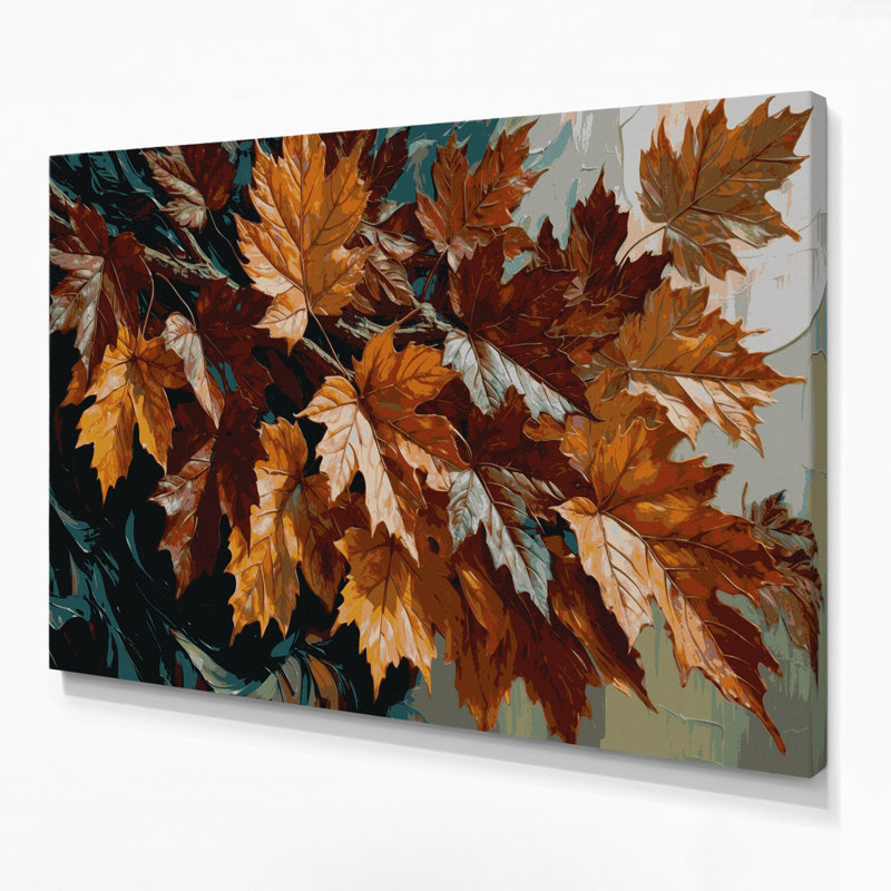 «Botanical Sycamore Leaves», art mural sur toile noire, H 20 po x l 30 po