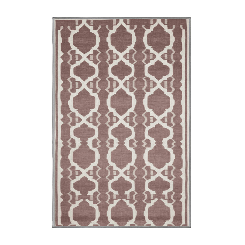 Machine Washable Trellis Brown Area Rug, Rectangle 3' x 5'
