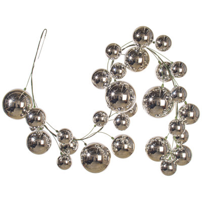 6' Silver Shiny Ball Branch Garland