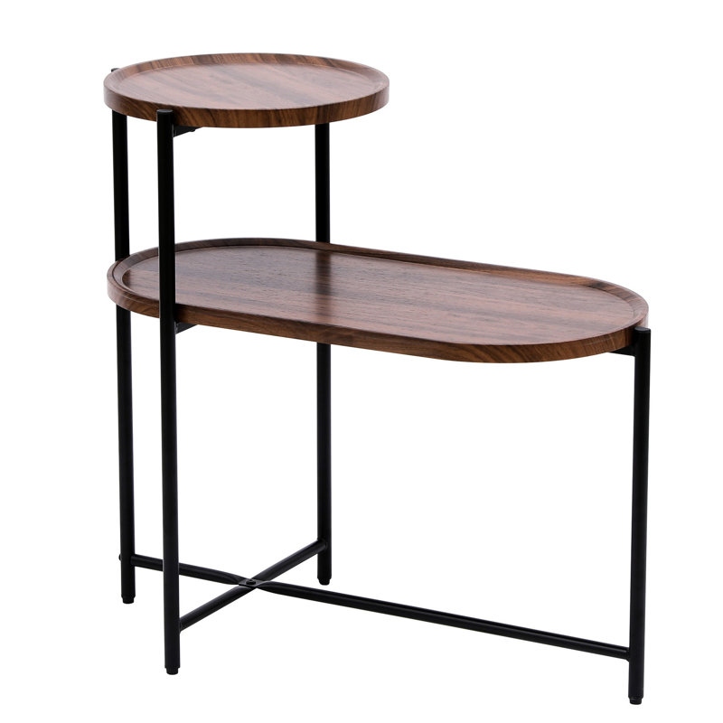 Living Room Storage Table In Walnut Brown With 2 Design Modern Coffee Finish And Functional, 28.52" H x 27.13" L x 13.77" W