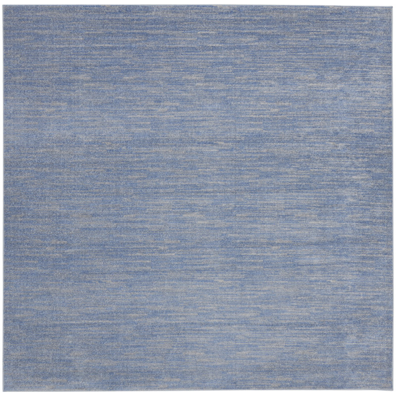 Tapis intérieur / extérieur bleu / gris Nourison Essentials, Carré 9 pi