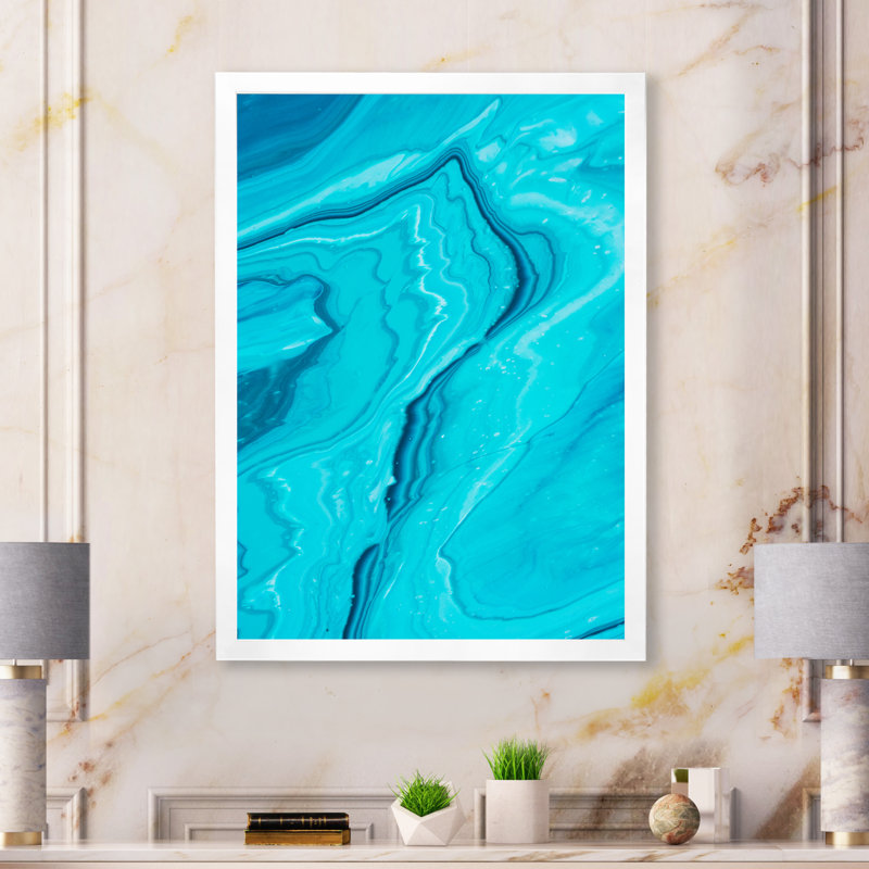 «Luxury Turquoise Marble River VII», reproduction d'art moderne sur toile, H 30 po x l 40 po x P 1,5 po