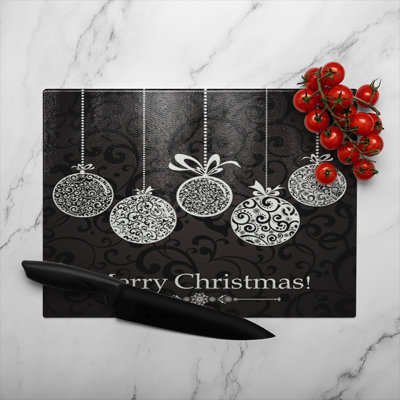 Vintage Christmas Balls Dining Glass Chopping Board