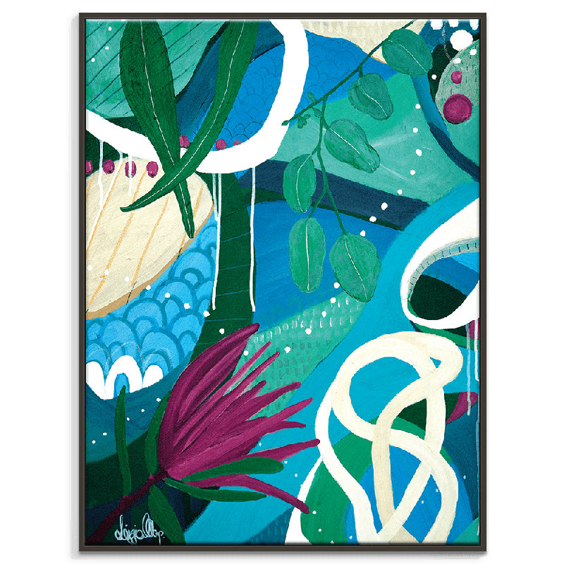 Waters Edge by Lizzie Alsop - Print, 51" H x 41" W x 1.5" D, Black Wood Framed