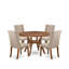 L'ensemble de table de salle à manger 5 pièces comprend une table moderne et 4 chaises rembourrées en tissu de lin brun clair à haut dossier, noyer antique-1898666386