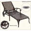 Chaise longue d'extérieur en fonte d'aluminium, chaise longue inclinable avec roues et patins réglables pour la piscine
