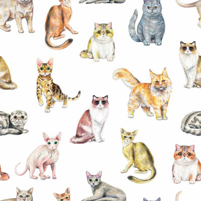 Panneau de papier peint adhésif pour chat