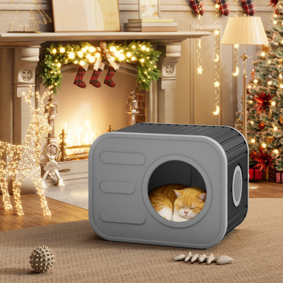Outdoor Cat House Weatherproof,  Sturdy Resin Shelter With Camera-shaped Design