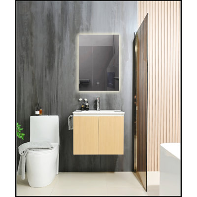 Meuble-lavabo mural avec rangement flottant et porte-serviettes Goodyo