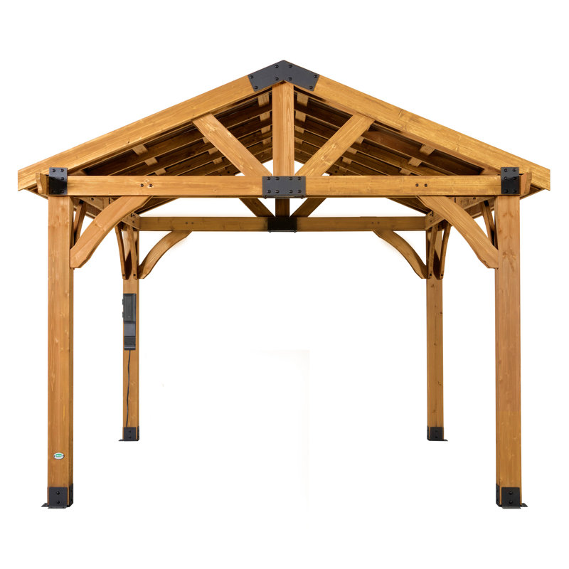 Pavillon de jardin permanent en métal L 10 pi. D Pavillon de jardin en bois massif