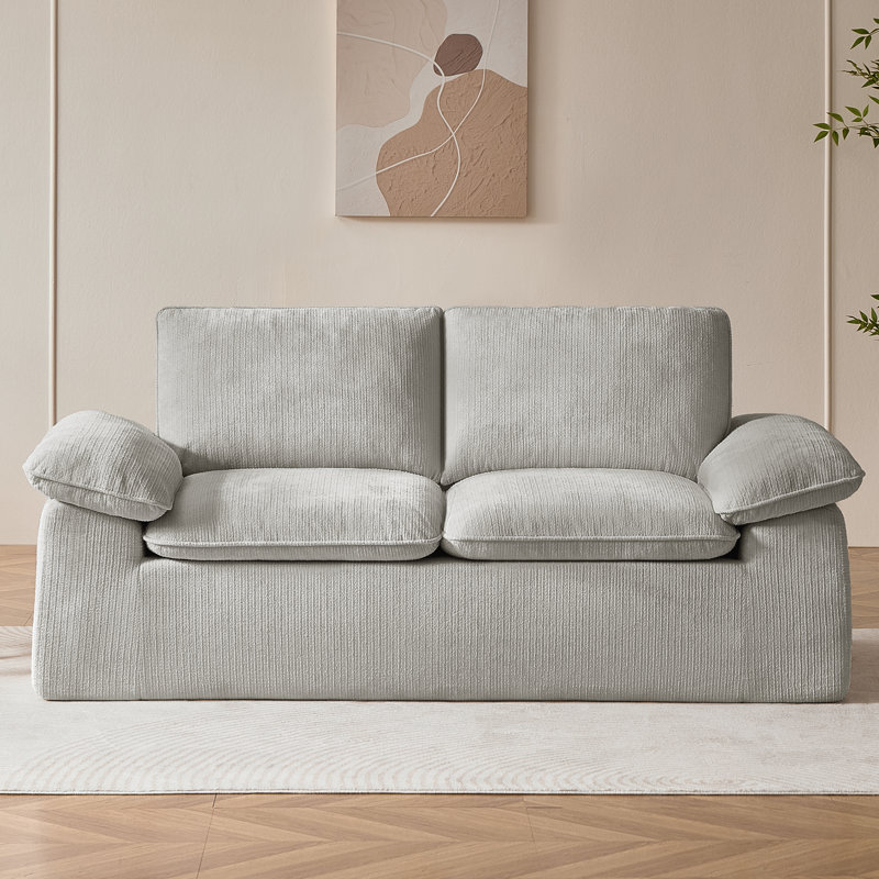 Canapé 74,8 po sans os, canapé 2 places avec coussins amovibles, canapé en chenille pour salon, Grey Chenille