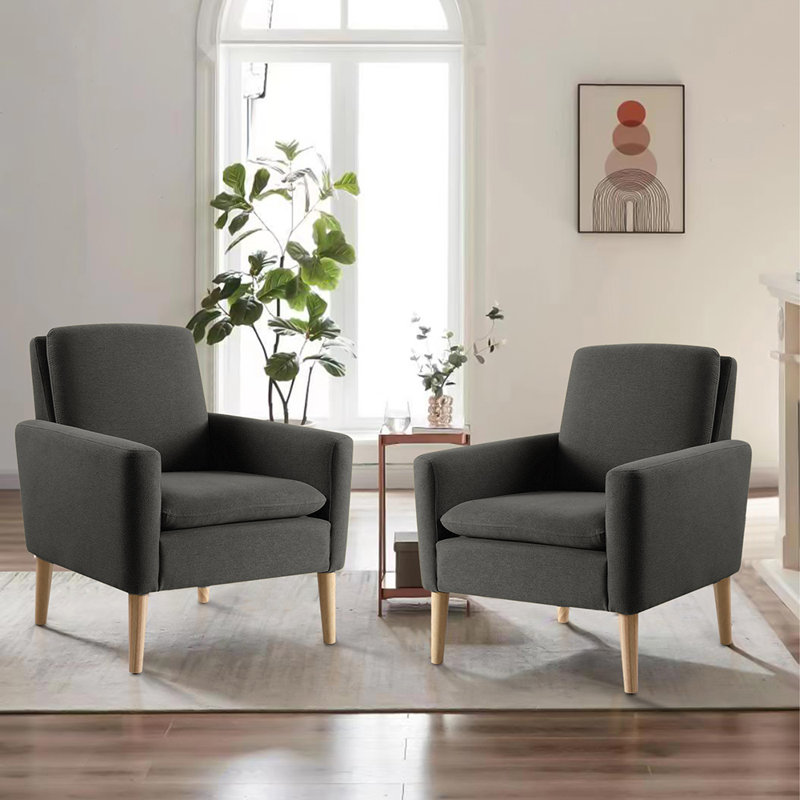 Black and brown flat armchair with armrests, Black